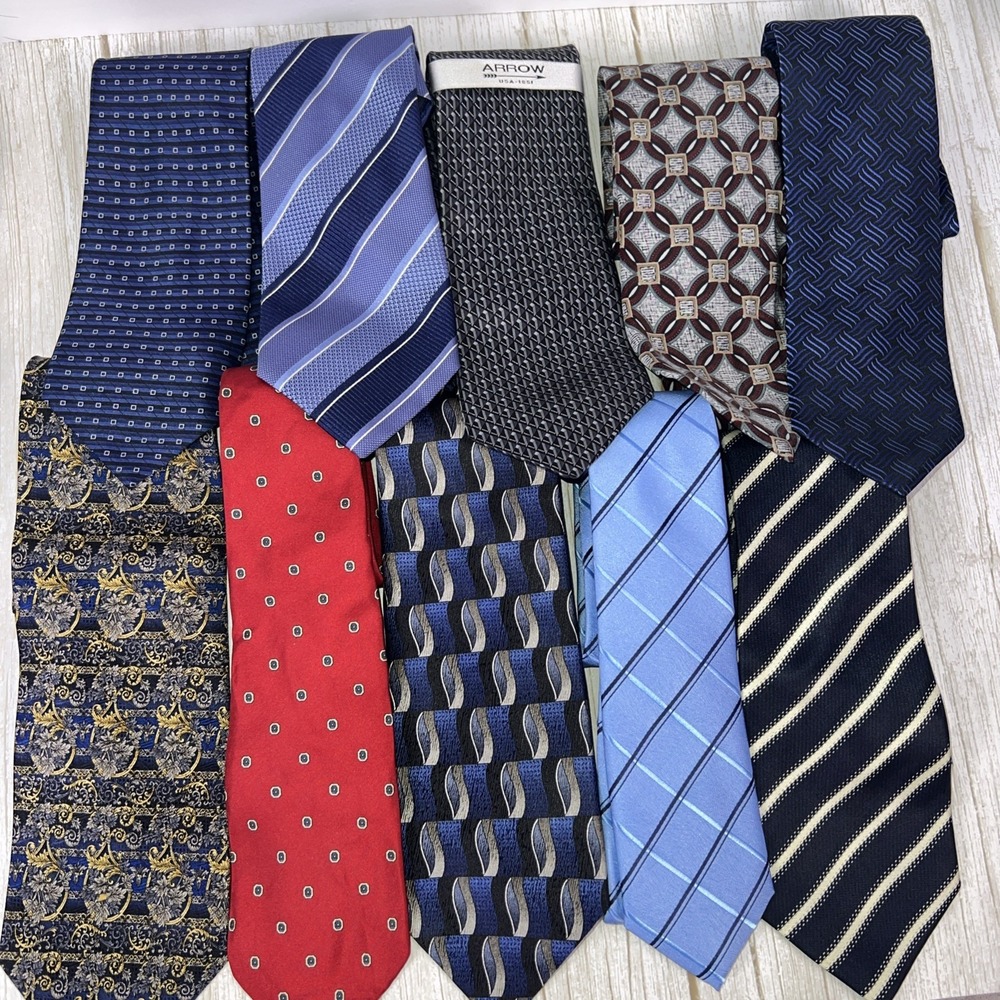 Lot of 10 Men's Silk Ties - Vintage & New - See Details & Pictures For Brands